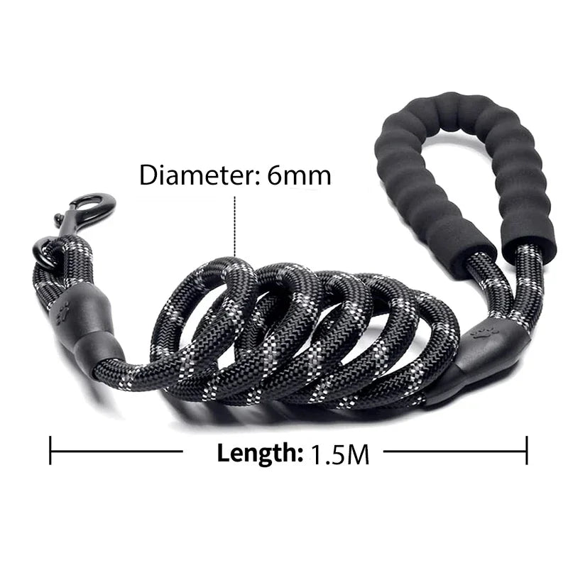 Heavy-Duty Reflective Dog Leash – No-Pull, Durable & Comfortable for All Breeds🐾