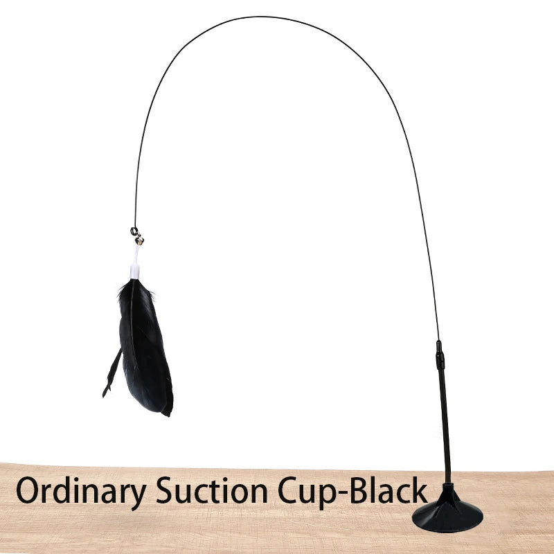 Interactive Suction Cup Cat Toy – Hands-Free, Feather Teaser & Fun