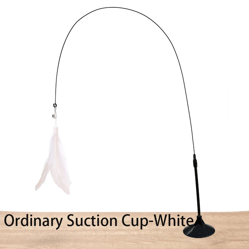 Interactive Suction Cup Cat Toy – Hands-Free, Feather Teaser & Fun