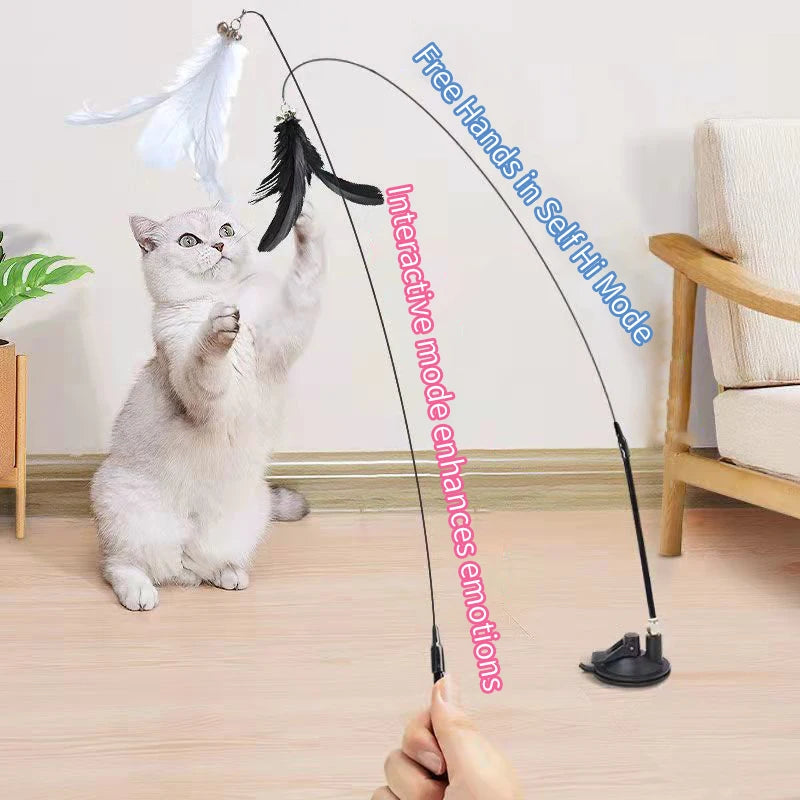 Interactive Suction Cup Cat Toy – Hands-Free, Feather Teaser & Fun
