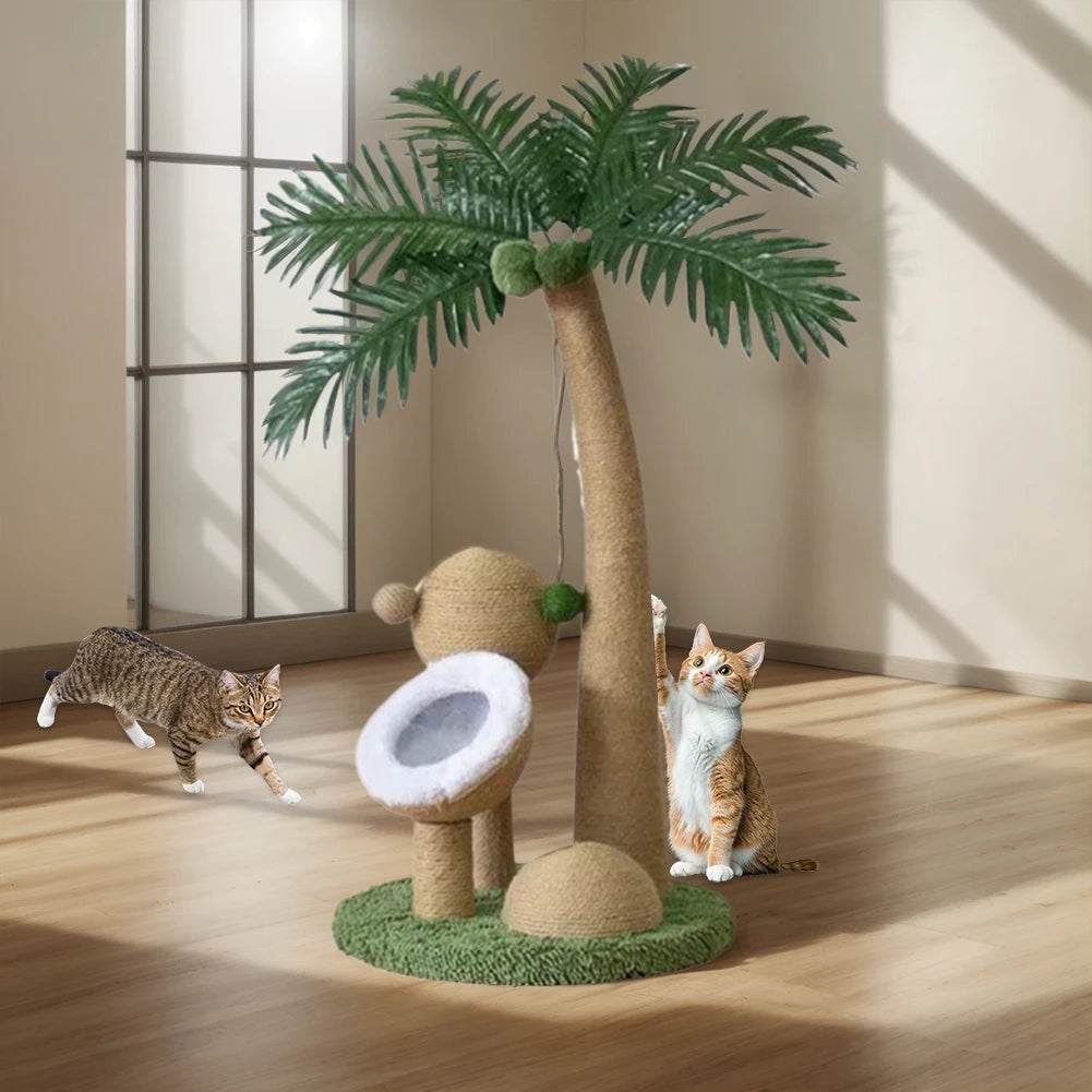 Coconut Tree Cat Scratching Post โ Fun, Durable & Interactive Climbing Tower