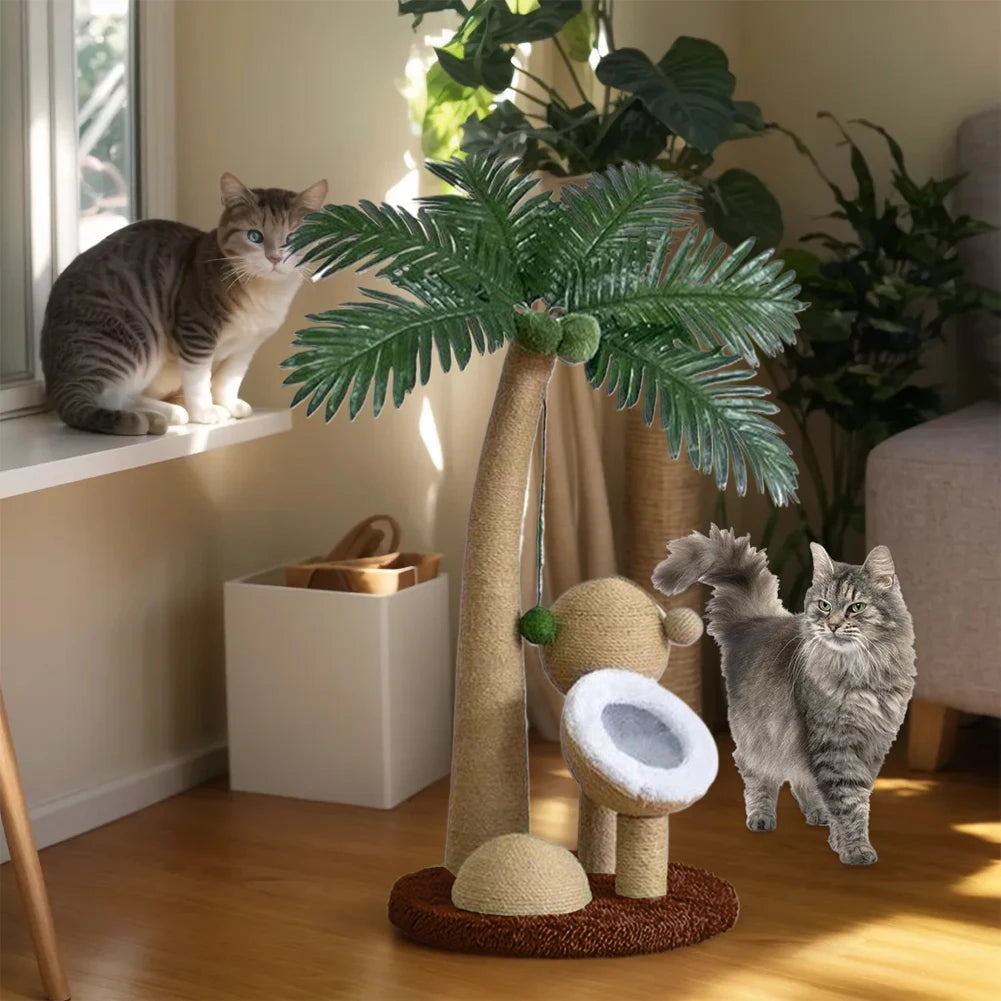 Coconut Tree Cat Scratching Post โ Fun, Durable & Interactive Climbing Tower