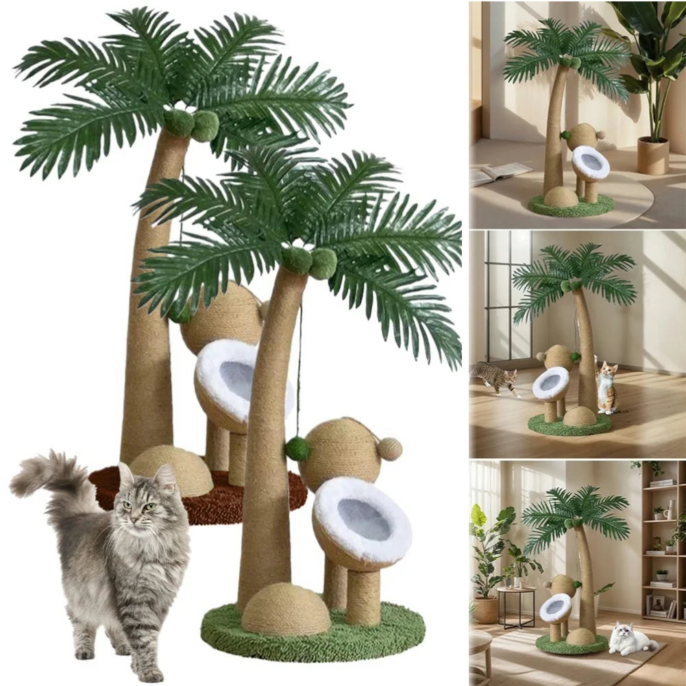 Coconut Tree Cat Scratching Post โ Fun, Durable & Interactive Climbing Tower