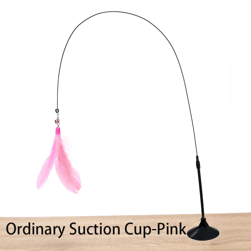 Interactive Suction Cup Cat Toy – Hands-Free, Feather Teaser & Fun
