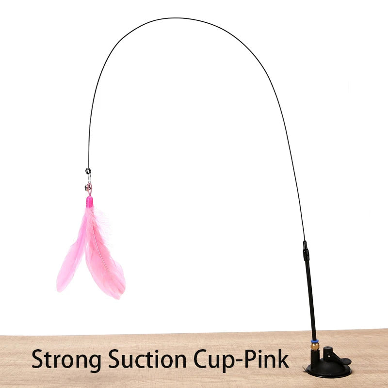 Interactive Suction Cup Cat Toy – Hands-Free, Feather Teaser & Fun