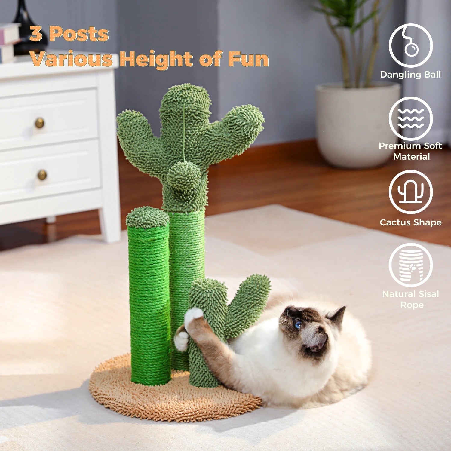 Cactus Cat Scratching Post – Fun, Durable & Interactive Scratch Tower