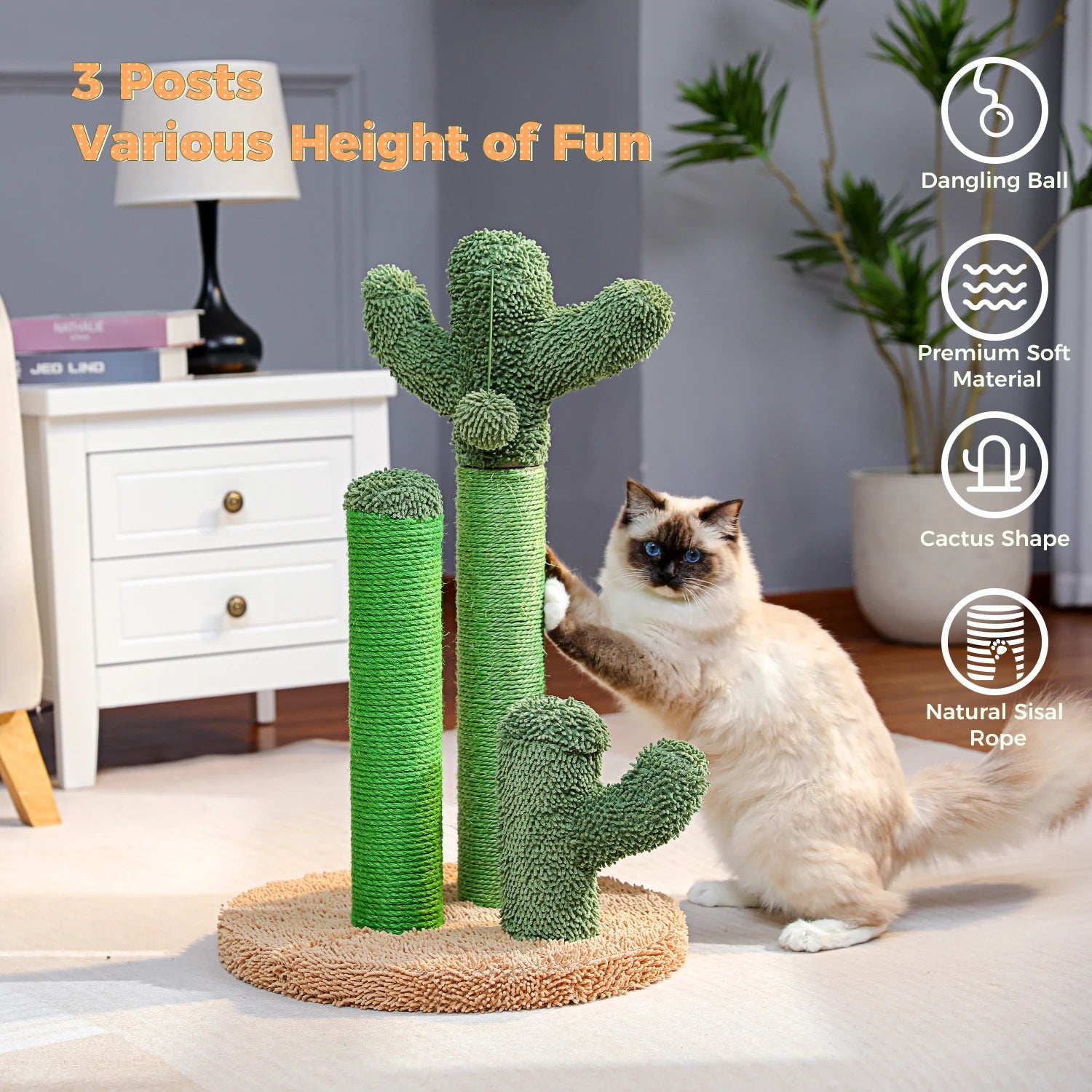 Cactus Cat Scratching Post – Fun, Durable & Interactive Scratch Tower