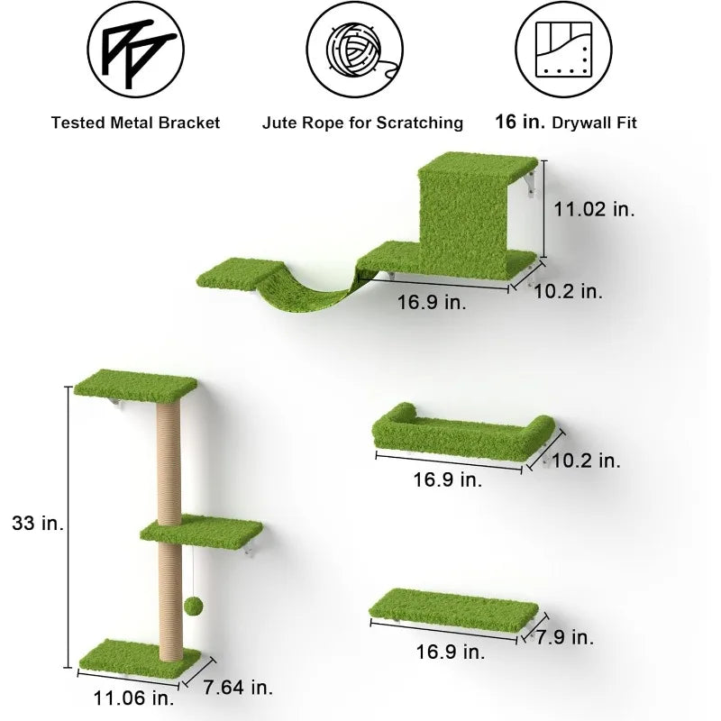 Wooden Cat Climbing Wall Set – Multi-Level Perch, Scratch & Lounge