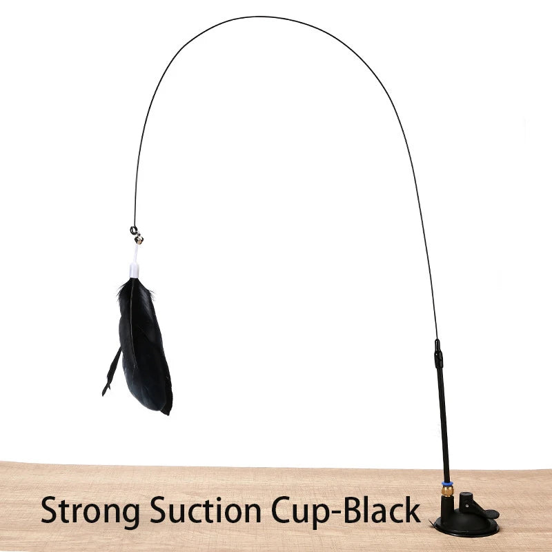 Interactive Suction Cup Cat Toy – Hands-Free, Feather Teaser & Fun