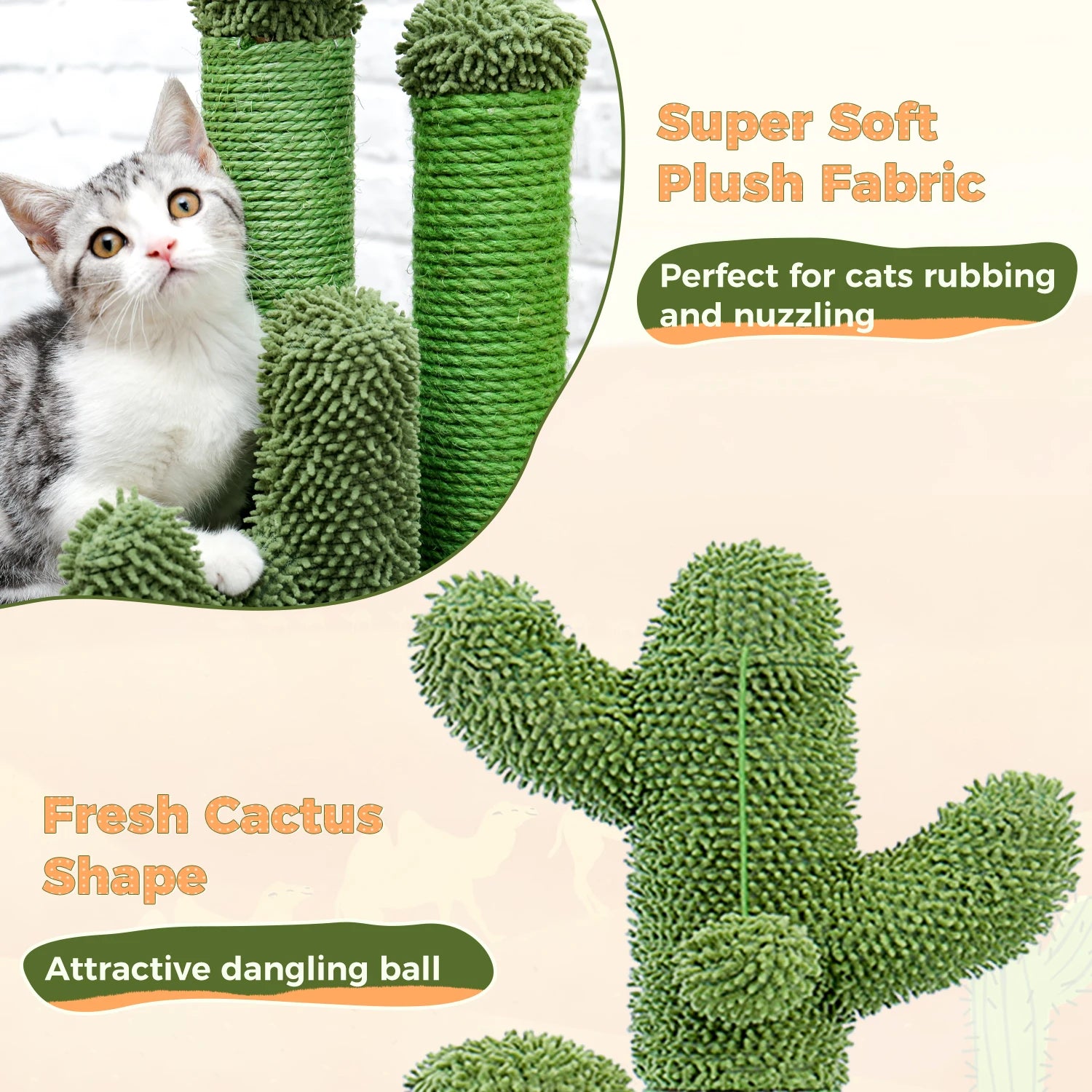 Cactus Cat Scratching Post – Fun, Durable & Interactive Scratch Tower