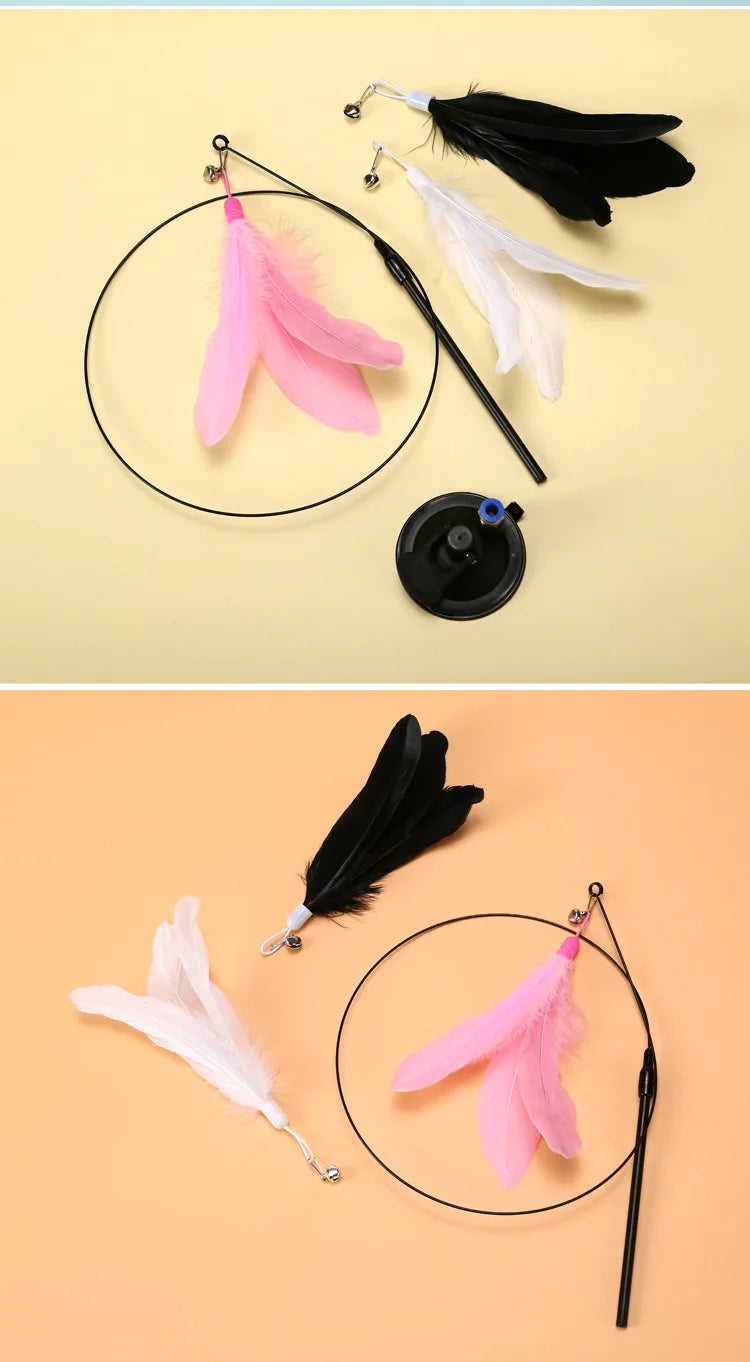 Interactive Suction Cup Cat Toy – Hands-Free, Feather Teaser & Fun