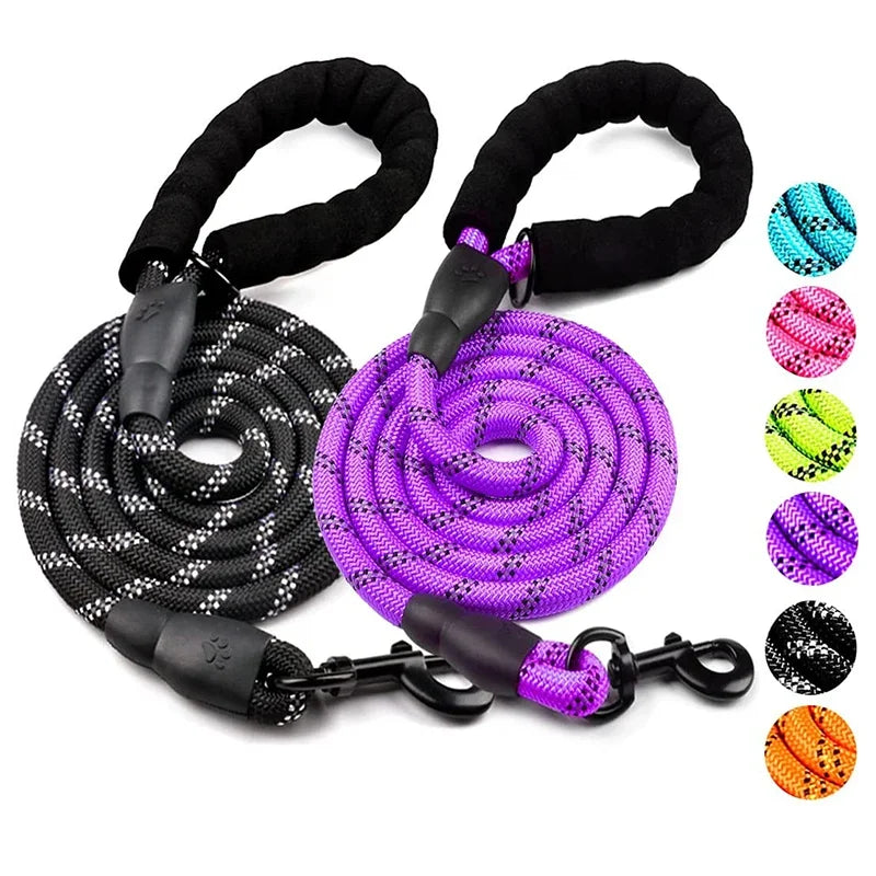 Heavy-Duty Reflective Dog Leash – No-Pull, Durable & Comfortable for All Breeds🐾