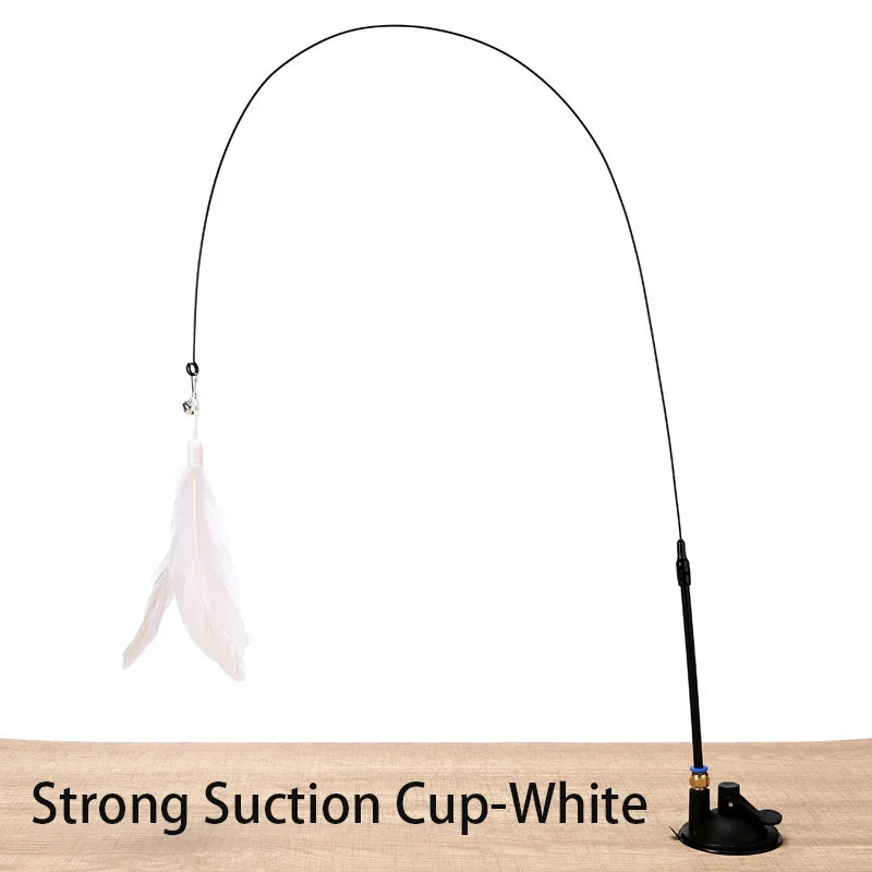 Interactive Suction Cup Cat Toy – Hands-Free, Feather Teaser & Fun