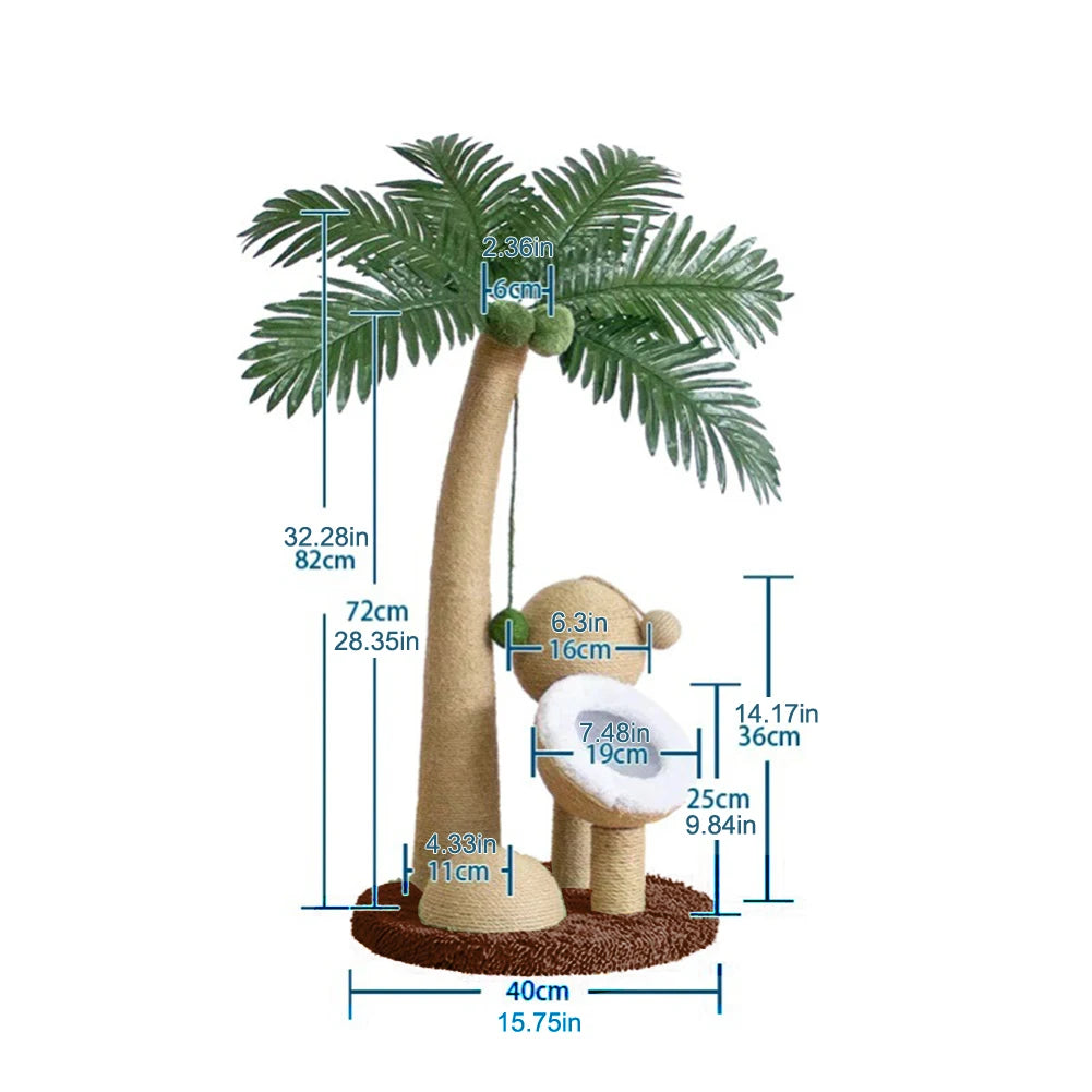 Coconut Tree Cat Scratching Post โ Fun, Durable & Interactive Climbing Tower