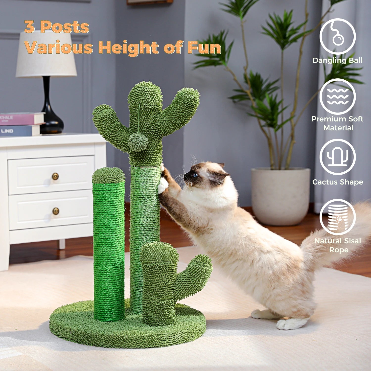 Cactus Cat Scratching Post – Fun, Durable & Interactive Scratch Tower