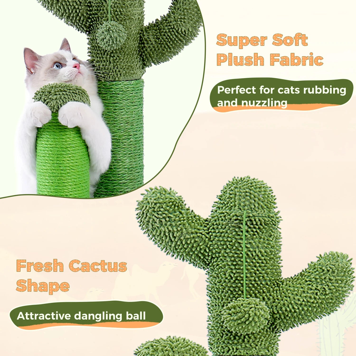 Cactus Cat Scratching Post – Fun, Durable & Interactive Scratch Tower