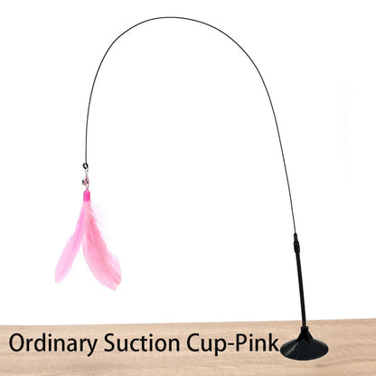 Interactive Suction Cup Cat Toy – Hands-Free, Feather Teaser &amp; Fun