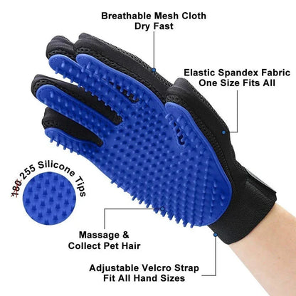 Silicone Pet Grooming Gloves – Gentle Deshedding &amp; Massaging Brush for Cats &amp; Dogs