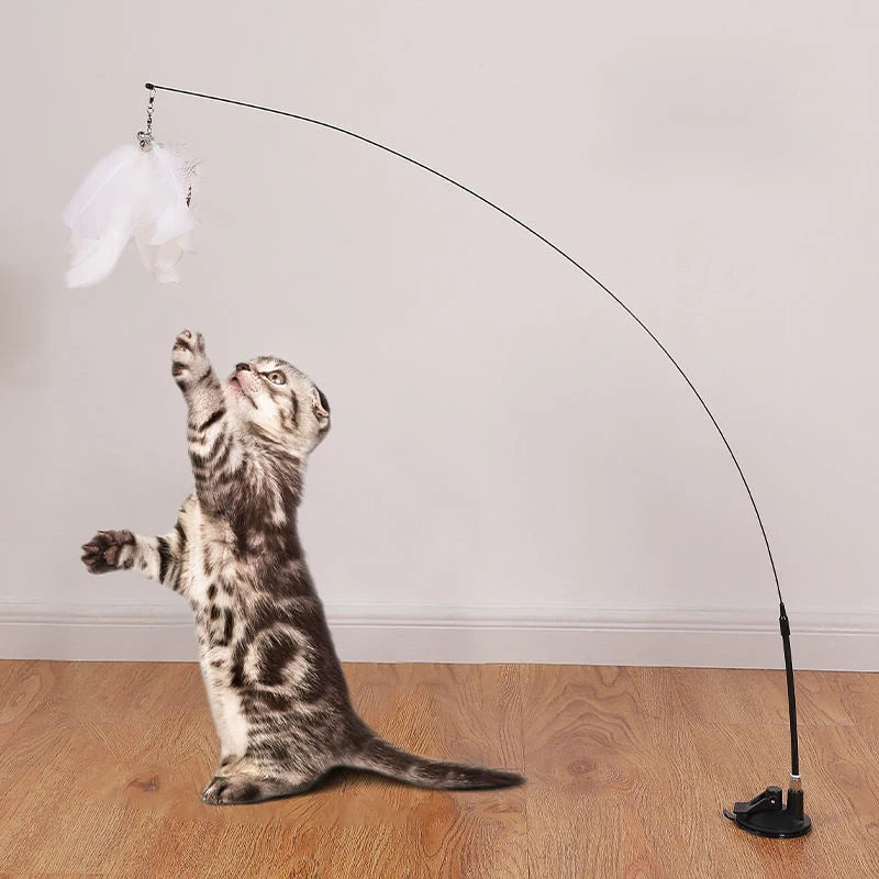 Interactive Suction Cup Cat Toy – Hands-Free, Feather Teaser &amp; Fun