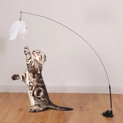 Interactive Suction Cup Cat Toy – Hands-Free, Feather Teaser &amp; Fun