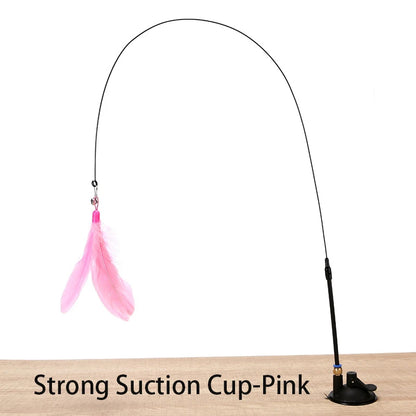 Interactive Suction Cup Cat Toy – Hands-Free, Feather Teaser &amp; Fun