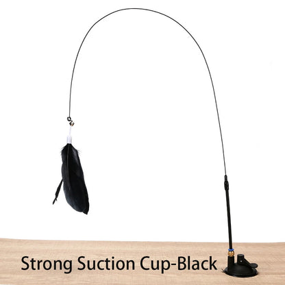 Interactive Suction Cup Cat Toy – Hands-Free, Feather Teaser &amp; Fun