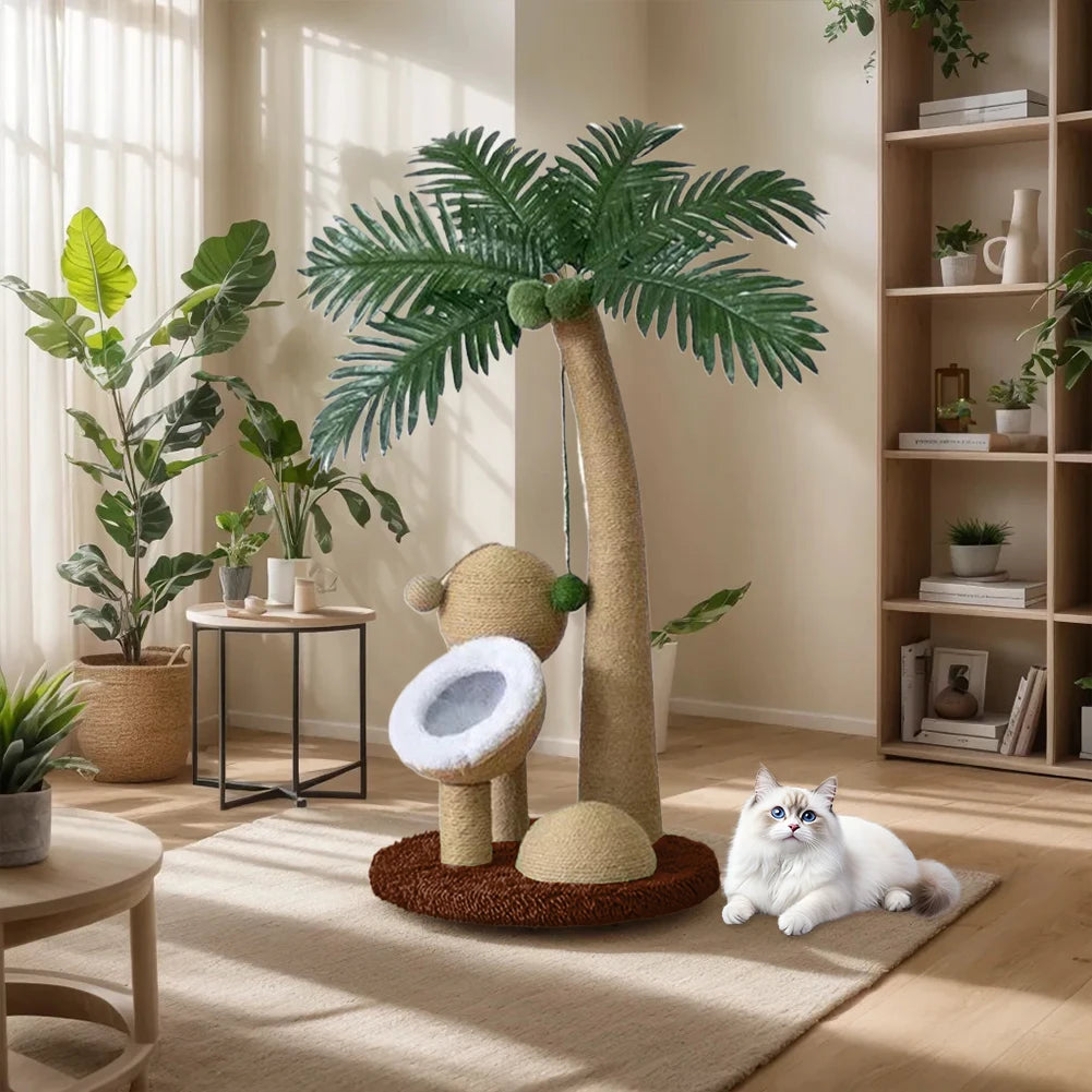 Coconut Tree Cat Scratching Post – Fun, Durable &amp; Interactive Climbing Tower