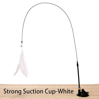 Interactive Suction Cup Cat Toy – Hands-Free, Feather Teaser &amp; Fun