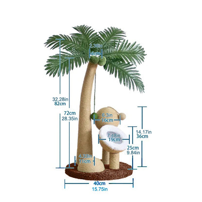 Coconut Tree Cat Scratching Post – Fun, Durable &amp; Interactive Climbing Tower