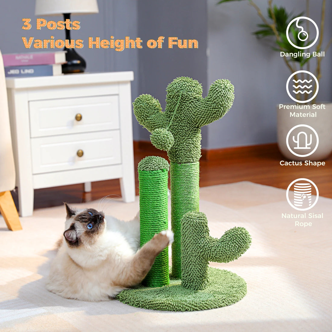 Cactus Cat Scratching Post – Fun, Durable &amp; Interactive Scratch Tower